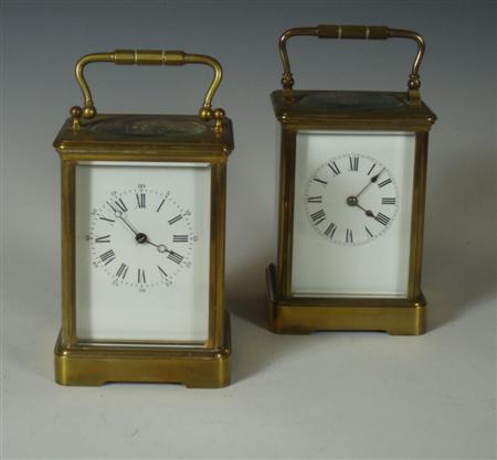 Appraisal: A brass cased carriage clock the movement striking on a