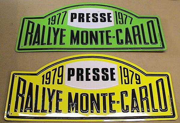 Appraisal: Two Monte-Carlo Rallye plates and for Press use embossed alloy