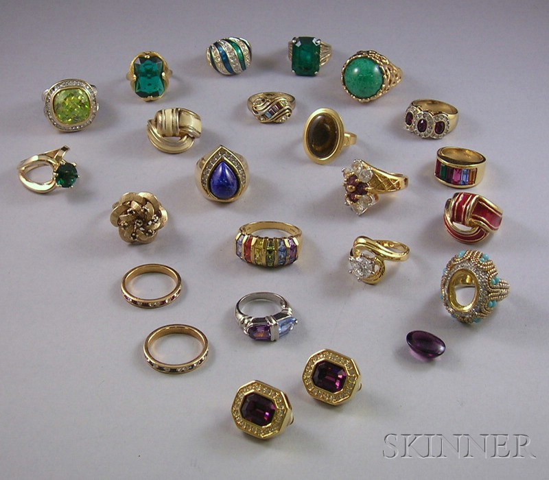 Appraisal: Group of Mostly Costume Rings together with one pair of