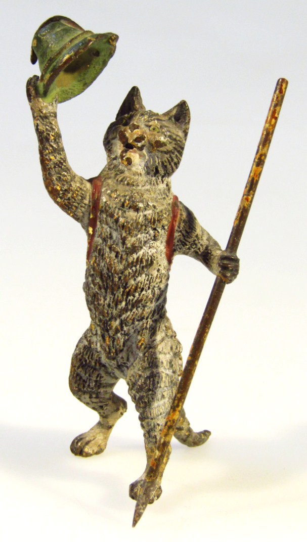 Appraisal: An early thC cold painted bronze humorous figure of a