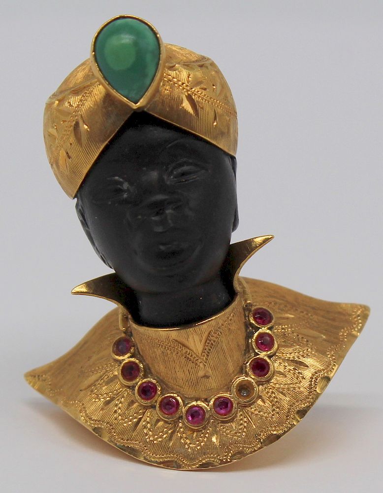 Appraisal: JEWELRY Italian kt Gold Mounted Blackamoor Brooch Italian Blackamoor brooch