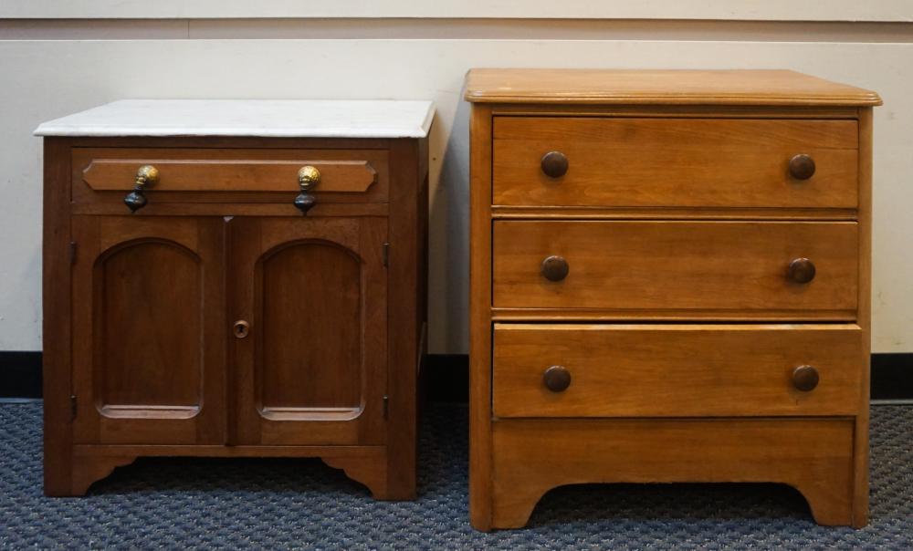 Appraisal: VICTORIAN STYLE PINE SIDE CHEST AND WALNUT WASH STAND CHEST