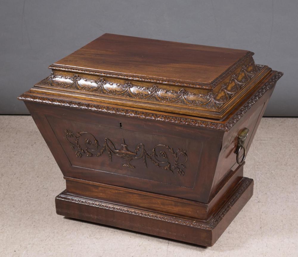 Appraisal: WILLIAM IV PERIOD LIFT-TOP MAHOGANY WINE COOLER English c -