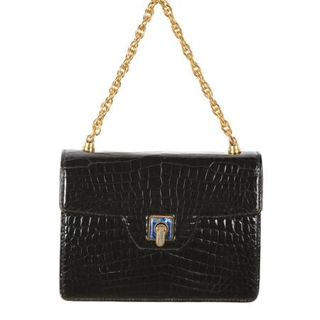 Appraisal: Gucci Black Alligator Handbag Estimate -