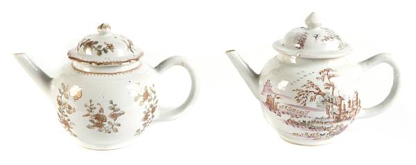 Appraisal: A pair of porcelain teapots with gilt and overglaze enamel