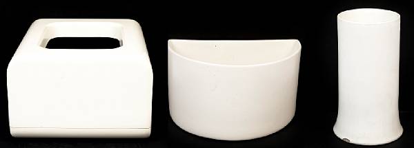 Appraisal: Three Architectural Pottery cream glazed ceramic articles comprising two planters