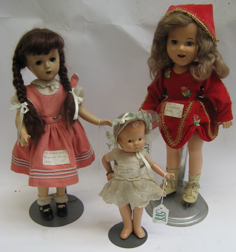 Appraisal: THREE COMPOSITION CHARACTER DOLLS an Effanbee Sonja Henie ash blond