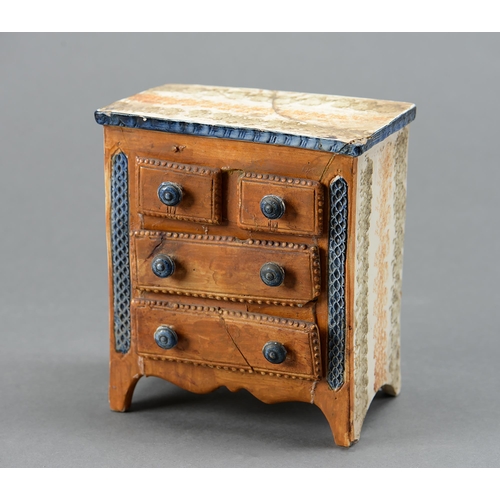 Appraisal: A Prattware model of a chest of drawers early th