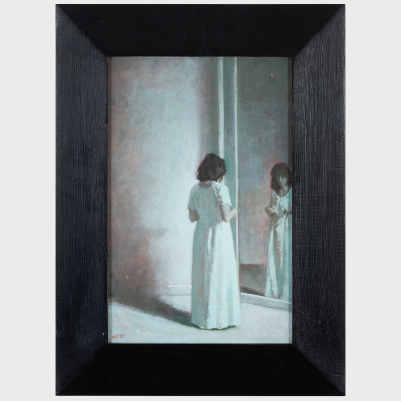 Appraisal: Aaron Shikler - Woman at a Mirror Oil on canvas