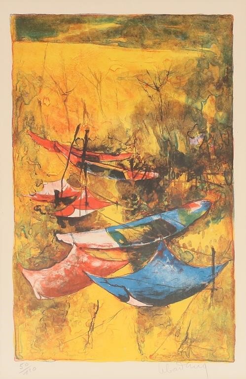 Appraisal: Hoi Lebadang Vietnamese-French - lithograph boats Edition out of in