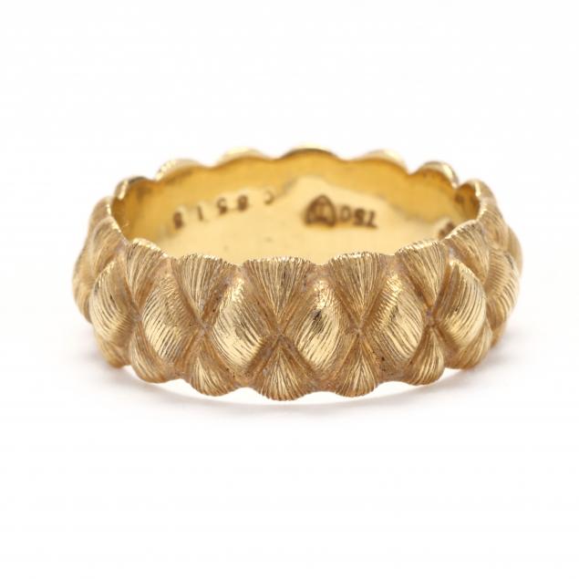 Appraisal: GOLD BAND HENRY DUNAY In a high-relief woven motif with