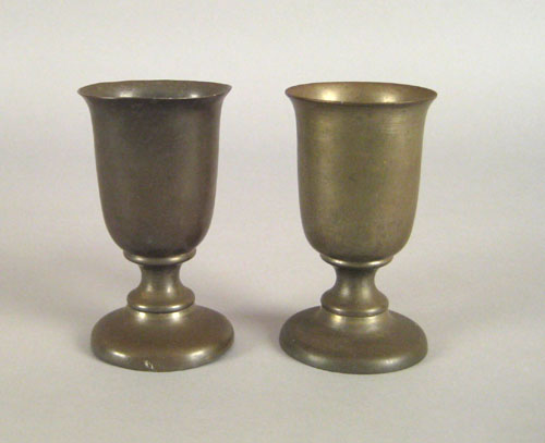 Appraisal: Pair of New England pewter chalices ca h