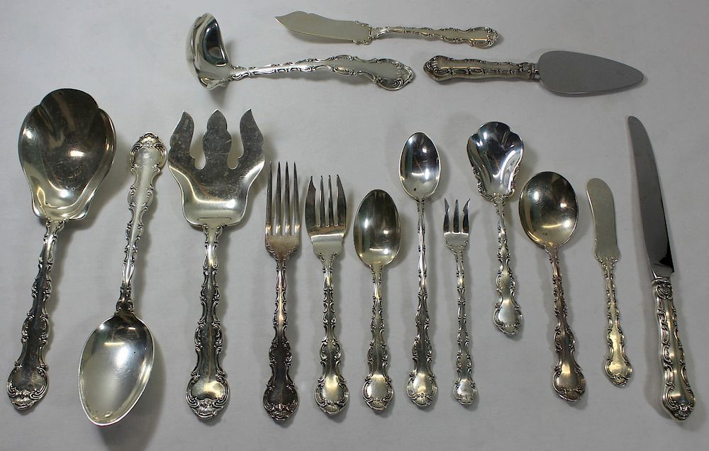 Appraisal: STERLING Pc Gorham Rococo Flatware Service Includes salad forks -