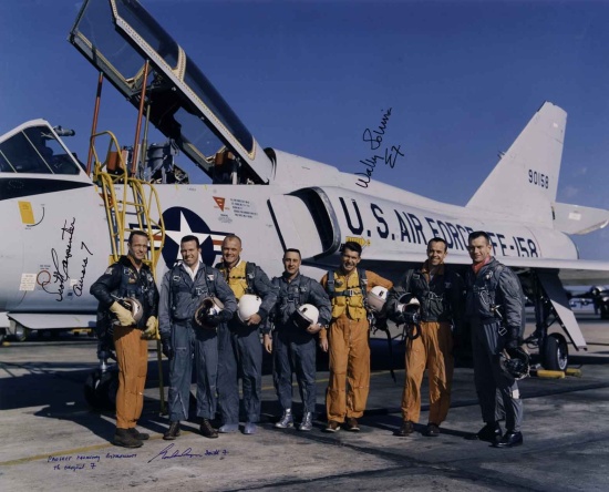 Appraisal: Mercury Astronauts A very sharp color photograph of the Mercury