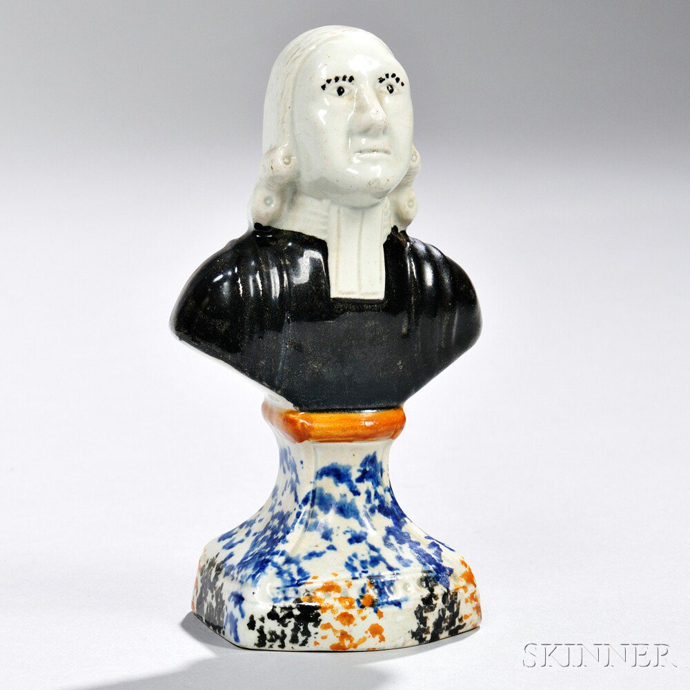 Appraisal: Yorkshire Bust of John Wesley England early th century polychrome