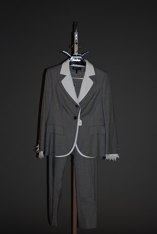 Appraisal: Escada Gray slacks suit with white Venetian lace from cuff