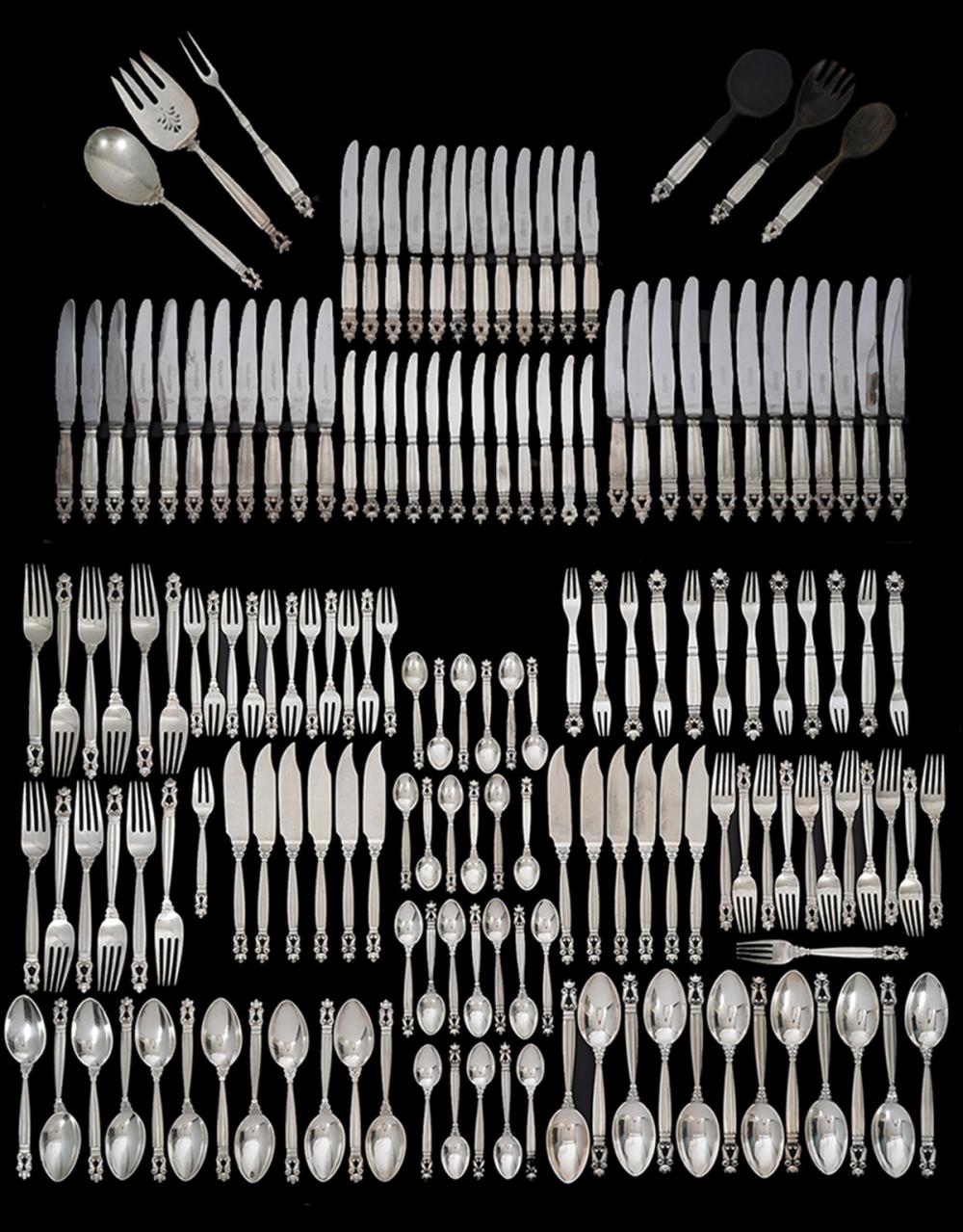 Appraisal: GEORG JENSEN PCS FLATWARE 'ACORN' SILVERGeorg Jensen silver flatware in