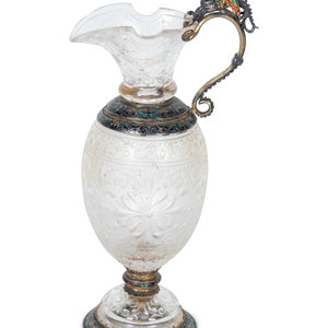 Appraisal: A Viennese Silver Enamel and Rock Crystal Ewer Late th