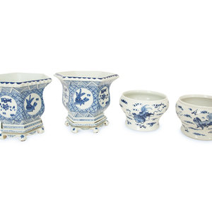 Appraisal: Two Pairs of Chinese Blue and White Porcelain Jardini res