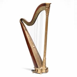 Appraisal: Regency Parcel Gilt Harp by Sebastian Erard circa brass plates