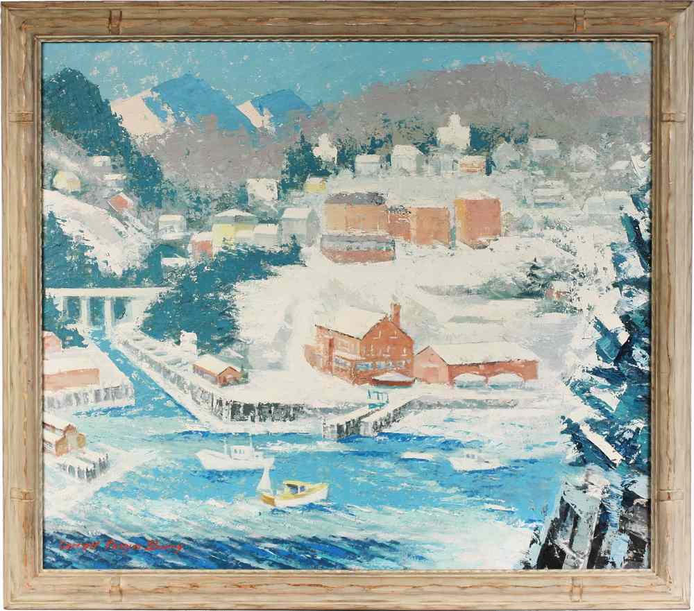 Appraisal: OOC - Rockport Harbor Winter by Carroll Thayer Berry Maine