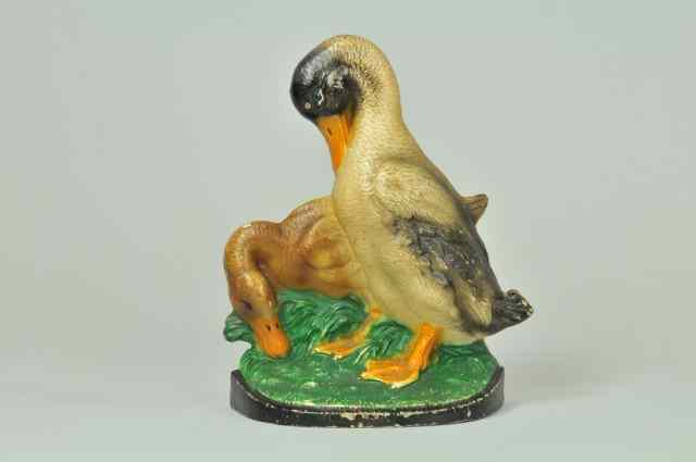 Appraisal: DUCKS DOORSTOP Hubley marked '' '' attractive cast iron doorstop