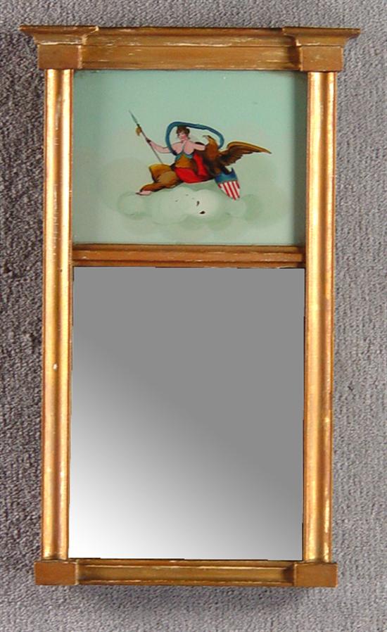 Appraisal: Federal Tabernacle Mirror Painted tablet with Lady Liberty In gilt