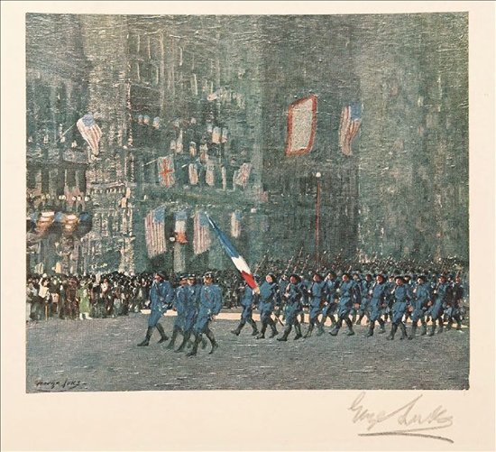 Appraisal: GEORGE LUKS American - BLUE DEVILS ON TH AVENUE PIECES