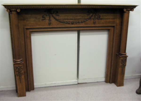 Appraisal: LARGE OAK FIREPLACE SURROUND American th century elements having a