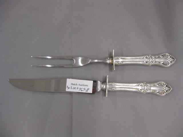 Appraisal: Sterling Silver Carving Set floral handles '' knife both excellent