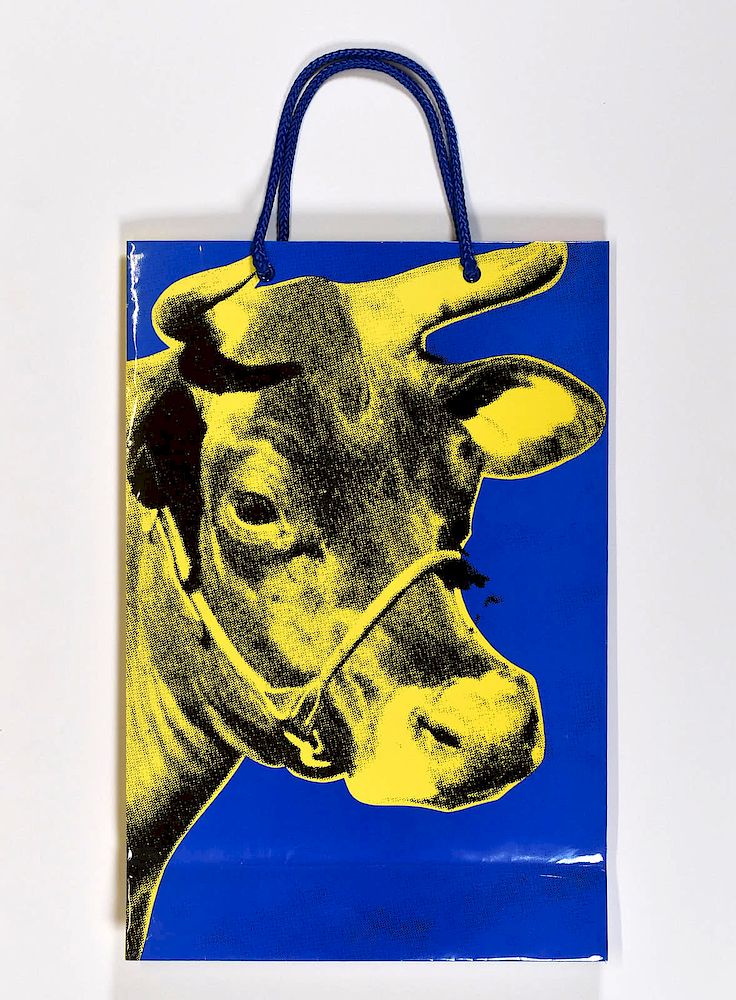 Appraisal: Andy Warhol Cow Bag from MoMA Retrospective Paper bag from