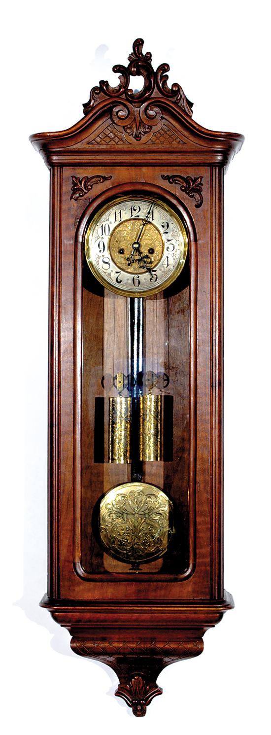 Appraisal: Gustav Becker baroque style Vienna regulator clock circa walnut case