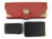 Appraisal: A red leather Bridge card set with silver mounts by