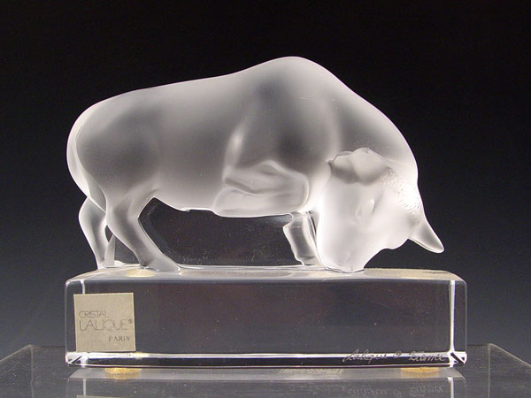 Appraisal: LALIQUE BULL FIGURINE Signed Lalique France measures '' high x