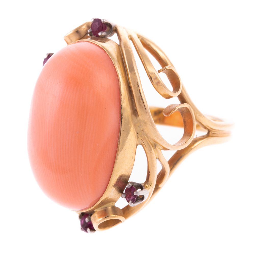 Appraisal: An Impressive Coral Ruby Ring in K K yellow gold