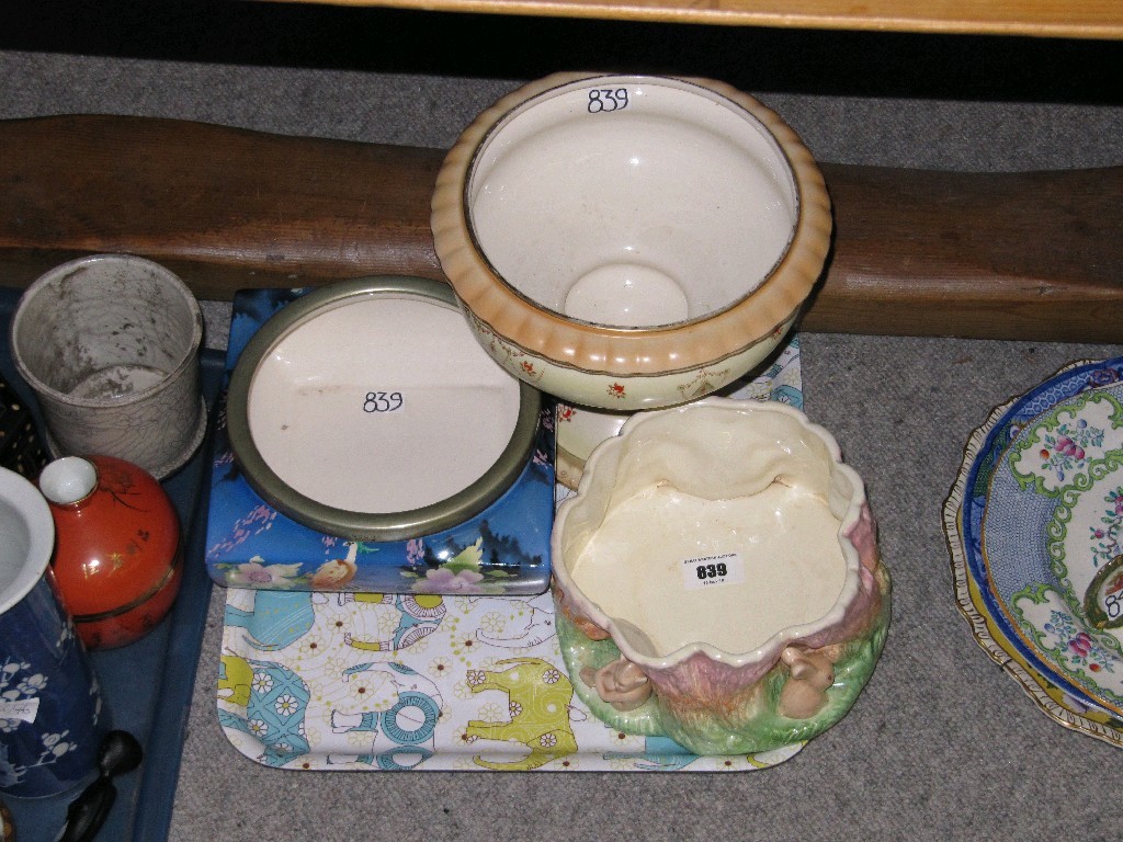 Appraisal: Lot comprising three ceramic bowls to include Sylvac Crown Devon