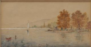 Appraisal: Continental Watercolor of Lake Scene th C Antique watercolor lake