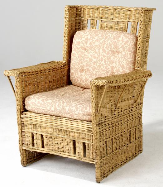 Appraisal: GUSTAV STICKLEY Willow armchair with squared off back and arms