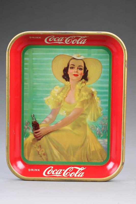 Appraisal: COCA COLA ADVERTISING TRAY Girl in hat by American Art