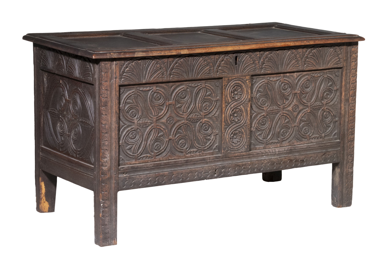 Appraisal: ENGLISH OAK COFFER Mid- th c Joined Lift Top Trunk