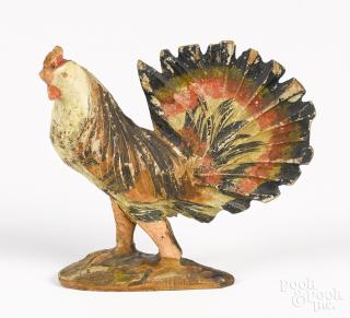 Appraisal: Carved and painted pine rooster th c '' h