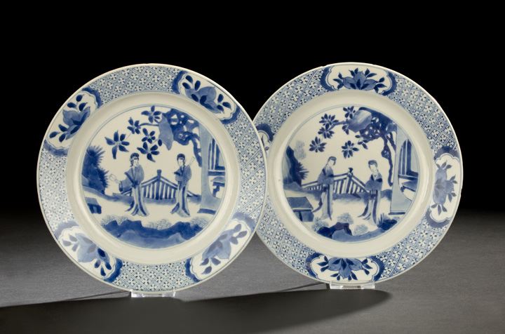 Appraisal: Pair of Chinese Export Blue and White Porcelain Saucer Dishes