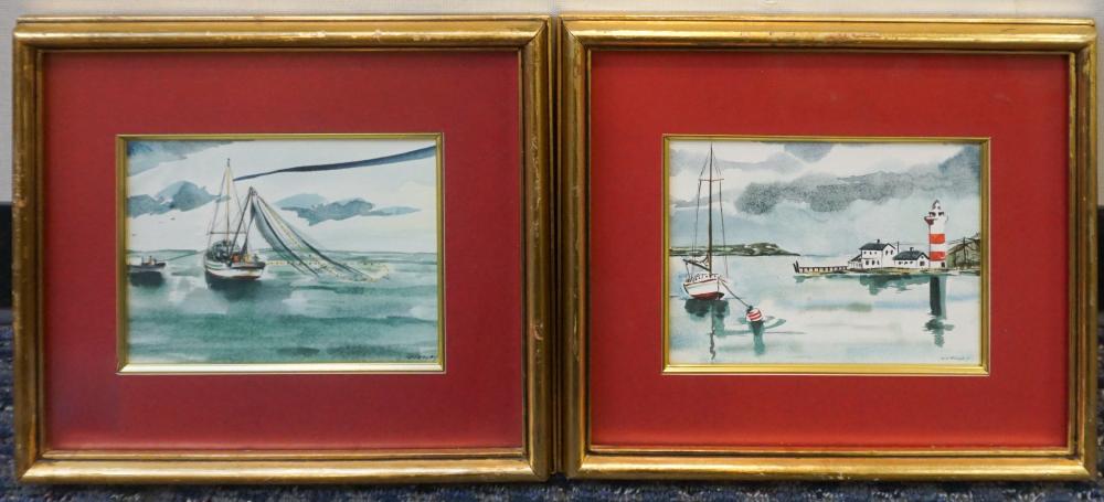 Appraisal: Nikolay Two Watercolors of Sailboats Signed l r Frame x