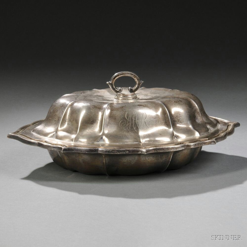 Appraisal: American Sterling Silver Covered Vegetable Tureen retailed by J E