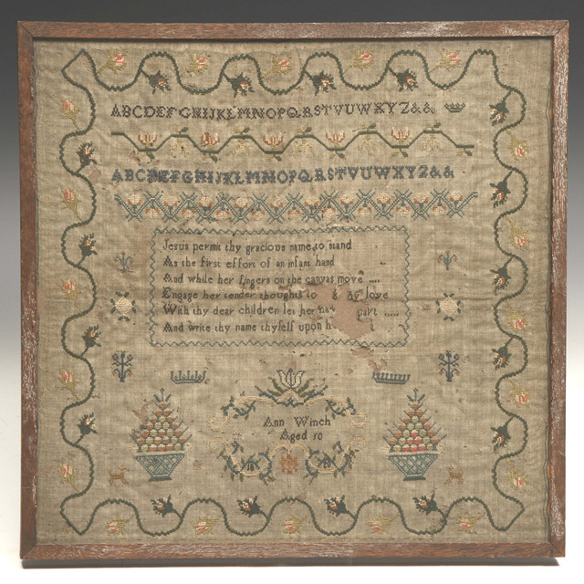 Appraisal: A GEORGE III NEEDLEWORK SAMPLER worked by Ann Winch aged