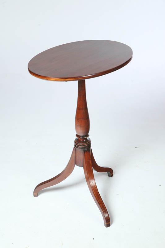 Appraisal: INLAID HEPPLEWHITE TILT TOP CANDLESTAND American early th century mahogany