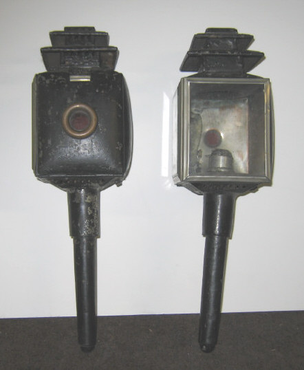 Appraisal: PAIR OF ENGLISH TH CENTURY COACH LANTERNS Each black painted