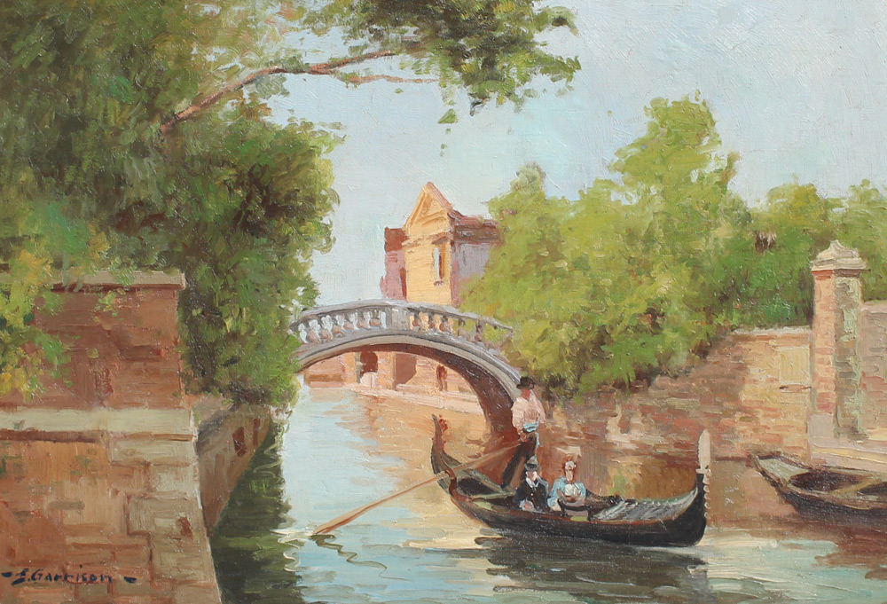 Appraisal: GARRISON Edith American th Century Venetian Canal Scene Oil Canvasboard