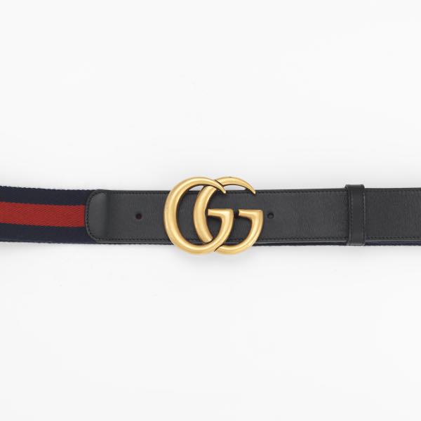 Appraisal: GUCCI GG LOGO CANVAS AND LEATHER BELT x Gucci blue