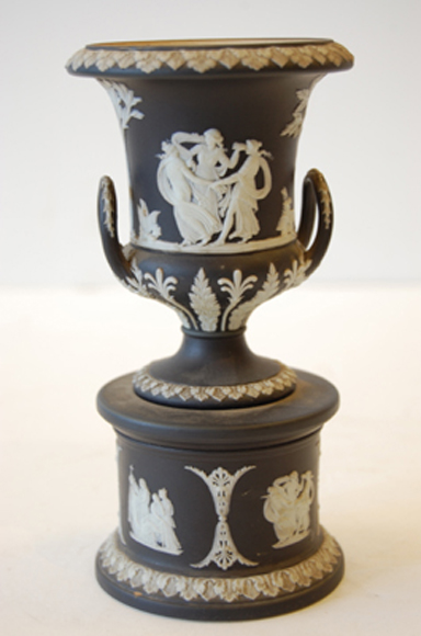 Appraisal: WEDGWOOD BLACK JASPER URN ON STAND CIRCA